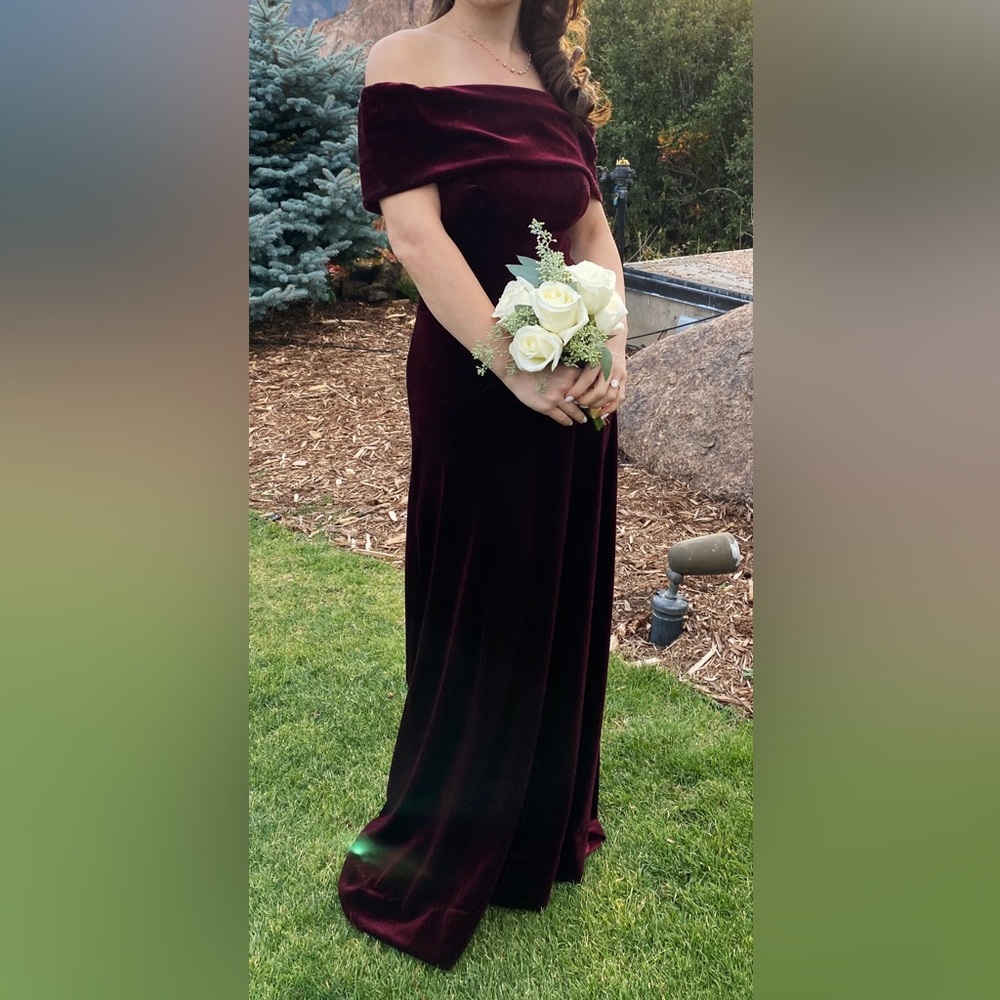 Off the shoulder velvet gown